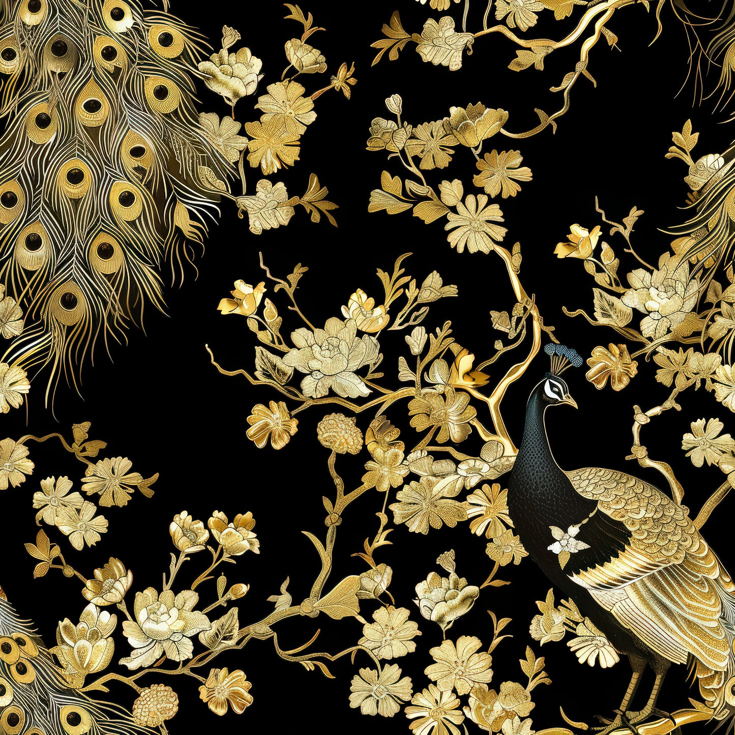 Elegant Black and Gold Crane Chinoiserie 20oz Skinny Tumbler