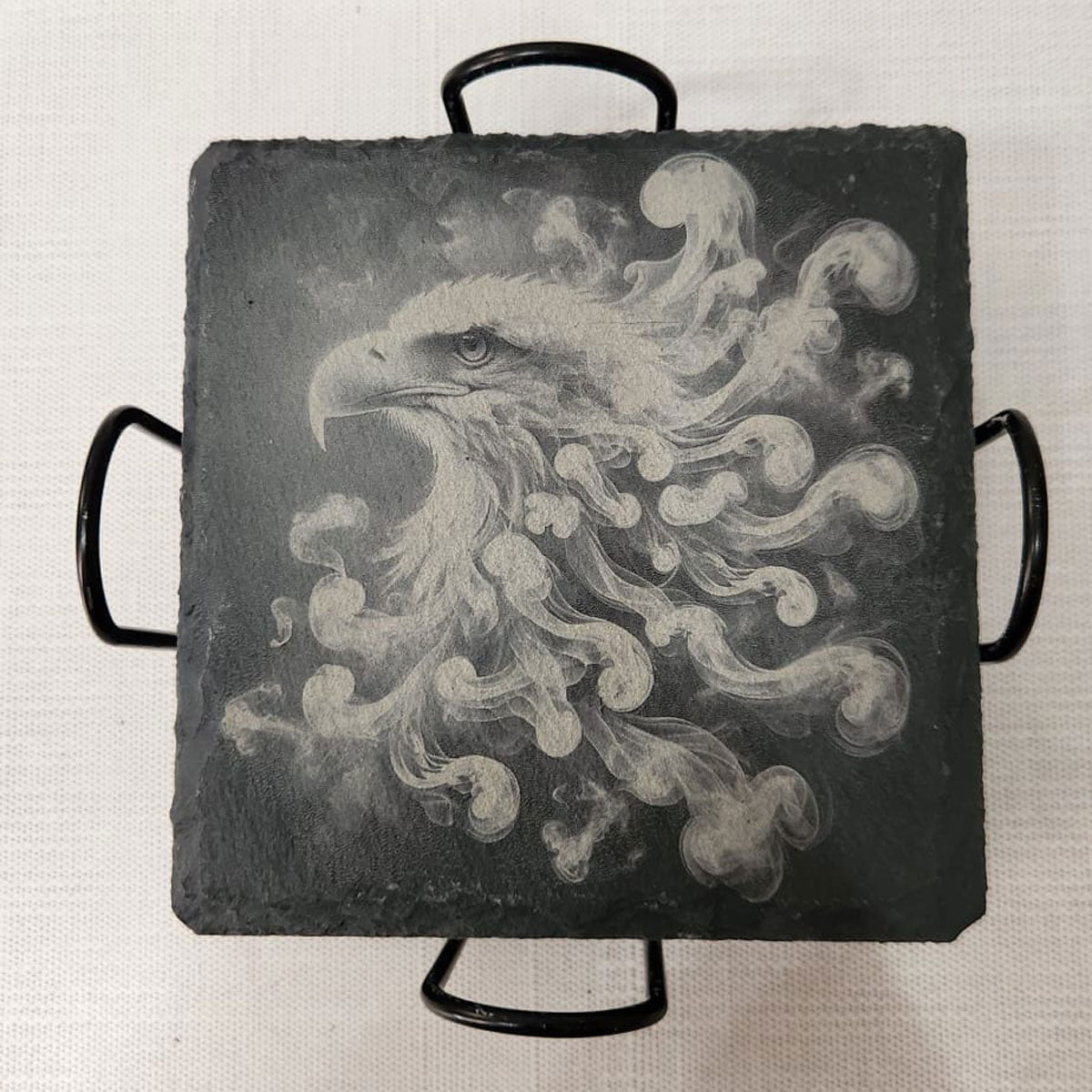Laser Engraved,U.S. Eagle on Slate Coaster, Set/4