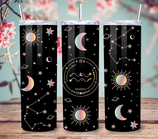 Aquarius 20oz Skinny Tumbler, Zodiac Tumbler