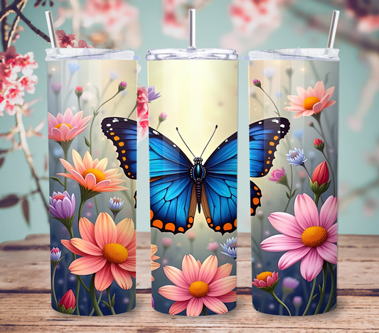 Blue Morpho Butterfly 20oz Skinny Tumbler