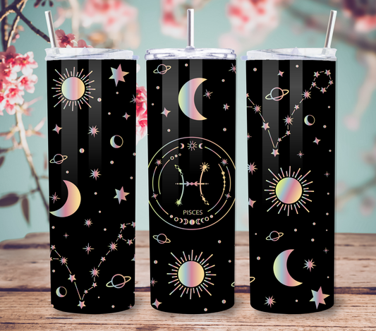 Pisces 20oz Skinny Tumbler, Zodiac Tumbler